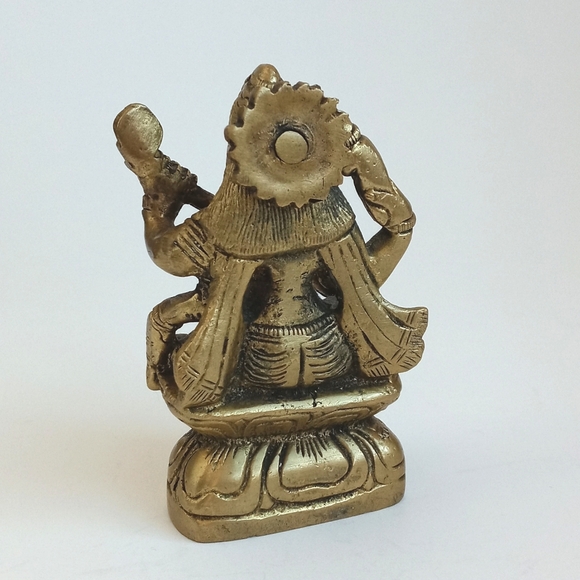 Antique Vintage Brass Hindu Goddess Saraswati Sculpture / 4” Figurine - Picture 5 of 15
